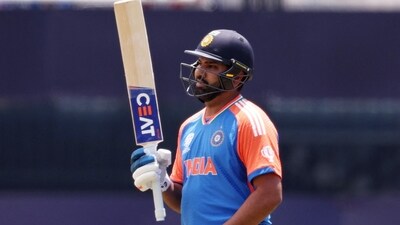 Rohit Sharma of India celebrates his half century during the ICC Men's T20 Cricket World Cup West Indies & USA 2024 match between India and Ireland at Nassau County International Cricket Stadium on June 05 (Getty Images via AFP) Rohit Sharma of India celebrates his half century during the ICC Men's T20 Cricket World Cup West Indies & USA 2024 match between India and Ireland at Nassau County International Cricket Stadium on June 05 (Getty Images via AFP)