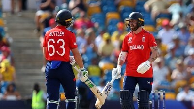 Chasing the tall target, England were off to a solid start with Phil Salt and Jos Buttler sharing a 73-run stand for the opening wicket but the middle-order crumbled under pressure. (REUTERS)