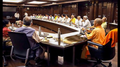 Chief Minister Yogi Adityanath chairs a state cabinet meeting, in Lucknow on Saturday (PTI) Chief Minister Yogi Adityanath chairs a state cabinet meeting, in Lucknow on Saturday (PTI)
