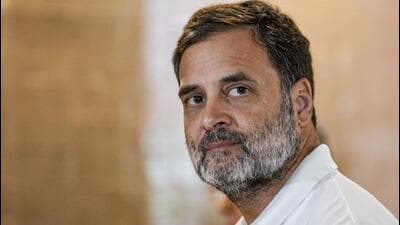Congress leader Rahul Gandhi during the extended Congress Working Committee meeting in Delhi on Saturday. (PTI) Congress leader Rahul Gandhi during the extended Congress Working Committee meeting in Delhi on Saturday. (PTI)