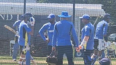 Rohit Sharma in the nets ahead of India vs Pakistan (@abhishereporter)