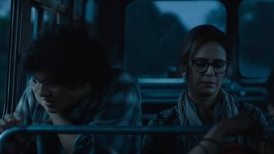 Mona Singh and Abhay Verma in a still from Munjya. Mona Singh and Abhay Verma in a still from Munjya.