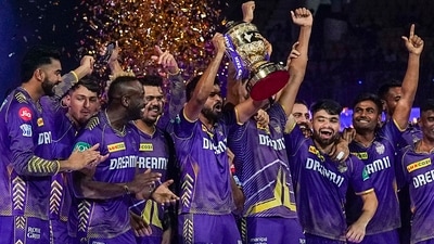 Chennai: Kolkata Knight Riders players celebrate with the Indian Premier League (IPL) 2024 trophy after winning the final match against Sunrisers Hyderabad at MA Chidambaram Stadium (PTI) Chennai: Kolkata Knight Riders players celebrate with the Indian Premier League (IPL) 2024 trophy after winning the final match against Sunrisers Hyderabad at MA Chidambaram Stadium (PTI)