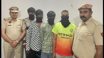 The accused were identified as advocate Nitish Bhardwaj, a resident of Vishnu Garden, Gurugram, Gulshan Thakur of Darbhanga in Bihar, Raja, a resident of Chhattarpur (Madhya Pradesh) and Bunty, a resident of Chilla village in Nuh. (HT PHOTO) The accused were identified as advocate Nitish Bhardwaj, a resident of Vishnu Garden, Gurugram, Gulshan Thakur of Darbhanga in Bihar, Raja, a resident of Chhattarpur (Madhya Pradesh) and Bunty, a resident of Chilla village in Nuh. (HT PHOTO)
