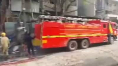The fire broke out at a Moong Dal factory in outer Delhi’s Narela Industrial area (Twitter Photo) The fire broke out at a Moong Dal factory in outer Delhi’s Narela Industrial area (Twitter Photo)