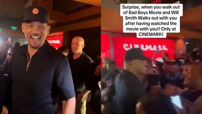 Will Smith surprises a packed theatre of Bad Boys 4 moviegoers in Los Angeles. (X/Twitter) Will Smith surprises a packed theatre of Bad Boys 4 moviegoers in Los Angeles. (X/Twitter)