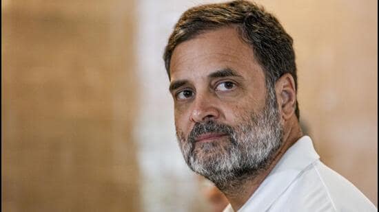 Congress leader Rahul Gandhi during the extended Congress Working Committee meeting in Delhi on Saturday. (PTI)