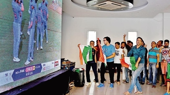 Cricket fans across the city are heading to the official ICC Fan Park or hosting screenings to watch the India vs Pakistan T20 World Cup match. (Sunil Ghosh /HT( For representational purposes only))