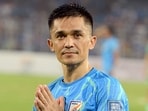 Kolkata, Jun 07 (ANI): National football team captain Sunil Chhetri greets fans during the FIFA World Cup 26' Qualifiers football match, at Vivekananda Yuba Bharati Krirangan (VYBK) stadium, in Kolkata on Thursday. This is the farewell match of Sunil Chhetri. (ANI Photo) Kolkata, Jun 07 (ANI): National football team captain Sunil Chhetri greets fans during the FIFA World Cup 26' Qualifiers football match, at Vivekananda Yuba Bharati Krirangan (VYBK) stadium, in Kolkata on Thursday. This is the farewell match of Sunil Chhetri. (ANI Photo)