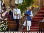 Narendra Modi, right, is sworn-in as the Prime Minister of India by President Draupadi Murmu, left, at the Rashtrapati Bhawan, in New Delhi, India, Sunday, June 9, 2024. The 73-year-old leader is only the second Indian prime minister to retain power for a third term. (AP Photo/Manish Swarup) Narendra Modi, right, is sworn-in as the Prime Minister of India by President Draupadi Murmu, left, at the Rashtrapati Bhawan, in New Delhi, India, Sunday, June 9, 2024. The 73-year-old leader is only the second Indian prime minister to retain power for a third term. (AP Photo/Manish Swarup)