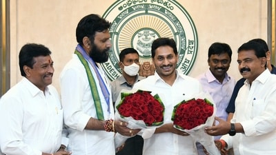 Accompanied by ministers Botsa Satyanarayana, Buggana Rajendranath and Government Advisor (Public Affairs) Sajjala Ramakrishna Reddy, the six candidates completed the formality on the last day of the nomination process. Earlier, YSRC president and Chief Minister Y S Jagan Mohan Reddy handed the candidates the party's requisite authorisation in Form-B. Accompanied by ministers Botsa Satyanarayana, Buggana Rajendranath and Government Advisor (Public Affairs) Sajjala Ramakrishna Reddy, the six candidates completed the formality on the last day of the nomination process. Earlier, YSRC president and Chief Minister Y S Jagan Mohan Reddy handed the candidates the party's requisite authorisation in Form-B.
