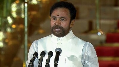 BJP leader G Kishan Reddy took oath as Cabinet Minister in the Narendra Modi-led NDA government at Rashtrapati Bhavan in New Delhi on Sunday. (ANI) BJP leader G Kishan Reddy took oath as Cabinet Minister in the Narendra Modi-led NDA government at Rashtrapati Bhavan in New Delhi on Sunday. (ANI)