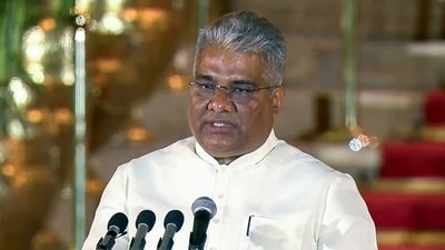 Bharatiya Janata Party (BJP) leader Bhupender Yadav takes oath as Union Minister in the Prime Minister Narendra Modi-led NDA government, at Rashtrapati Bhawan, in New Delhi on Sunday. (ANI) Bharatiya Janata Party (BJP) leader Bhupender Yadav takes oath as Union Minister in the Prime Minister Narendra Modi-led NDA government, at Rashtrapati Bhawan, in New Delhi on Sunday. (ANI)