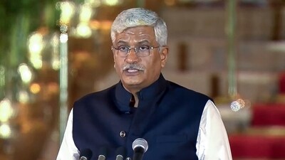 Bharatiya Janata Party (BJP) leader Gajendra Shekhawat takes oath as Union Minister in the Prime Minister Narendra Modi-led NDA government, at Rashtrapati Bhawan, in New Delhi on Sunday. (ANI Photo) Bharatiya Janata Party (BJP) leader Gajendra Shekhawat takes oath as Union Minister in the Prime Minister Narendra Modi-led NDA government, at Rashtrapati Bhawan, in New Delhi on Sunday. (ANI Photo)
