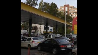 Amid incessant rains in the city, autorickshaw and car owners had to wait in long queues at compressed natural gas (CNG) pumps on Sunday. (REPRESENTATIVE PIC)