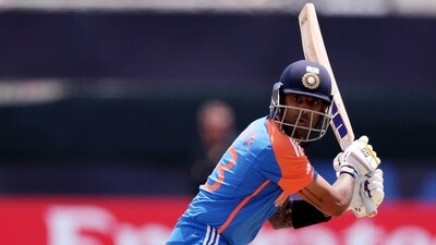 Suryakumar Yadav of India plays a shot during the ICC Men's T20 Cricket World Cup West Indies & USA 2024 match between India and Ireland at Nassau County International Cricket Stadium on June 05 (Getty Images via AFP) Suryakumar Yadav of India plays a shot during the ICC Men's T20 Cricket World Cup West Indies & USA 2024 match between India and Ireland at Nassau County International Cricket Stadium on June 05 (Getty Images via AFP)