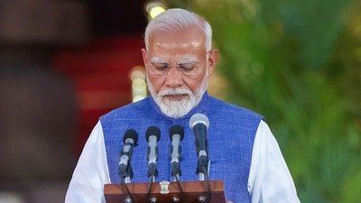 Narendra Modi took the oath as Prime Minister of India for the third consecutive term on Sunday at Rashtrapati Bhavan in New Delhi. (PIB)