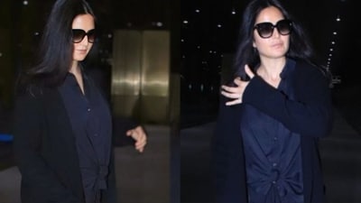 Katrina Kaif was spotted at the Mumbai airport. Katrina Kaif was spotted at the Mumbai airport.