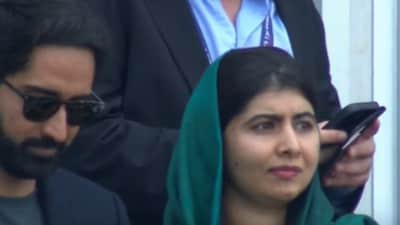 India vs Pak T20 World Cup: Malala Yousafzai and Asser Malik at the match. (X/@_FaridKhan) India vs Pak T20 World Cup: Malala Yousafzai and Asser Malik at the match. (X/@_FaridKhan)