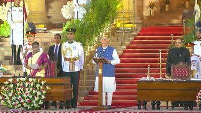 Narendra Modi takes oath as Prime Minister of India for the third time at Rashtrapati Bhavan (Twitter Photo) Narendra Modi takes oath as Prime Minister of India for the third time at Rashtrapati Bhavan (Twitter Photo)