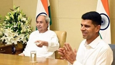 BJD chief Naveen Patnaik and his close aide VK Pandian. (File) BJD chief Naveen Patnaik and his close aide VK Pandian. (File)