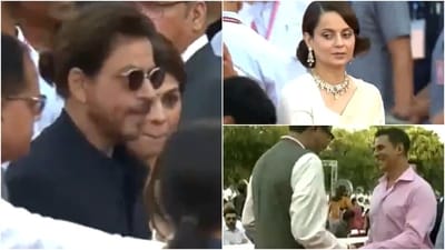Shah Rukh Khan, Kangana Ranaut, Akshay Kumar at PM Modi's oath-taking ceremony. Shah Rukh Khan, Kangana Ranaut, Akshay Kumar at PM Modi's oath-taking ceremony.