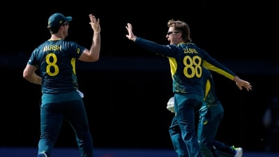 Australia's Adam Zampa celebrates after taking a wicket. (PTI) Australia's Adam Zampa celebrates after taking a wicket. (PTI)