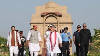 Prime Minister-designate Narendra Modi with BJP leader Rajnath Singh (PTI) Prime Minister-designate Narendra Modi with BJP leader Rajnath Singh (PTI)
