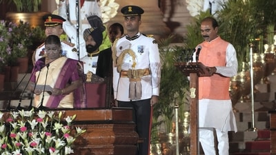 President Droupadi Murmu administers oath to BJP MP Ajay Tamta as minister, at the swearing-in ceremony of the new Union government at Rashtrapati Bhavan, in New Delhi, Sunday, June 9, 2024. (PTI Photo/Atul Yadav) President Droupadi Murmu administers oath to BJP MP Ajay Tamta as minister, at the swearing-in ceremony of the new Union government at Rashtrapati Bhavan, in New Delhi, Sunday, June 9, 2024. (PTI Photo/Atul Yadav) 