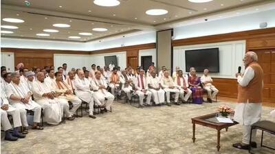 President Droupadi Murmu will administer the oath of office and secrecy to Modi and his cabinet ministers at 7:15pm on Sunday President Droupadi Murmu will administer the oath of office and secrecy to Modi and his cabinet ministers at 7:15pm on Sunday
