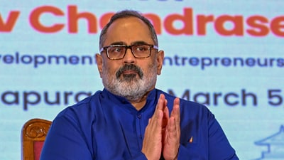 Union minister Rajeev Chandrasekhar. (PTI) Union minister Rajeev Chandrasekhar. (PTI)