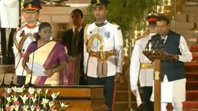 President Droupadi Murmu administers the oath of office to BJP leader Pankaj Chaudhary, at the swearing-in ceremony held at Rashtrapati Bhavan, in New Delhi, Sunday, June 9, 2024. President Droupadi Murmu administers the oath of office to BJP leader Pankaj Chaudhary, at the swearing-in ceremony held at Rashtrapati Bhavan, in New Delhi, Sunday, June 9, 2024. 