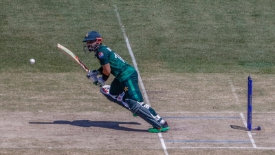 Babar Azam fell to Jasprit Bumrah early on but Mohammad Rizwan managed to steady things for Pakistan with a 31-run stand for the second wicket.&nbsp; (AP)