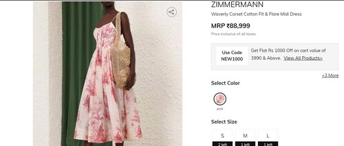 Her dress is from the brand Zimmermann and costs   ₹88,999. (www.smartcloset.me)