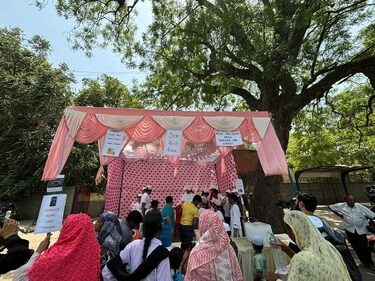 The stall put up by acid attack survivors in Nizamuddin, Delhi. (HT Photo/Arfa Javaid) The stall put up by acid attack survivors in Nizamuddin, Delhi. (HT Photo/Arfa Javaid)