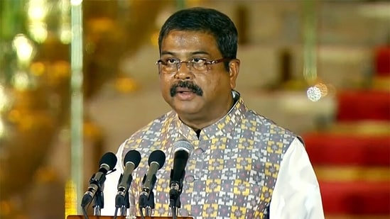 BJP leader Dharmendra Pradhan took oath as Cabinet Minister in the Narendra Modi-led NDA government Rashtrapati Bhavan in New Delhi on Sunday.&nbsp;(ANI)