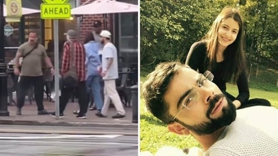 Anushka Sharma with Virat Kohli in New York recently (left); a file photo of the couple from an earlier holiday (right).