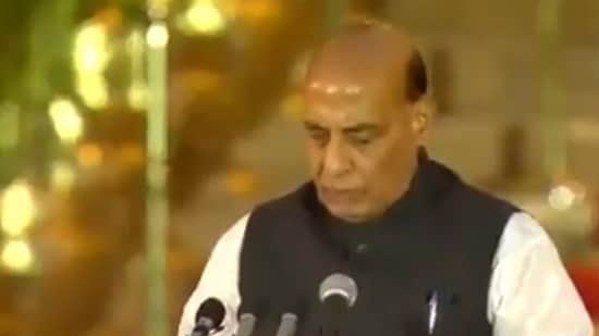 BJP leader Rajnath Singh took the oath as a Union Cabinet minister on Sunday. He served as the defence minister in the previous Narendra Modi government.(ANI)