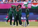 Naseem Shah of Pakistan celebrate with teammates after dismissing Axar Patel of India during the ICC Men's T20 Cricket World Cup West Indies & USA 2024 match between India and Pakistan Naseem Shah of Pakistan celebrate with teammates after dismissing Axar Patel of India during the ICC Men's T20 Cricket World Cup West Indies & USA 2024 match between India and Pakistan
