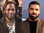 Rapper Kendrick Lamar appears at the MTV Video Music Awards, on Aug. 27, 2017, in Inglewood, Calif., left, and Canadian rapper Drake appears at the premiere of the series "Euphoria," in Los Angeles on June 4, 2019. (AP Photo) Rapper Kendrick Lamar appears at the MTV Video Music Awards, on Aug. 27, 2017, in Inglewood, Calif., left, and Canadian rapper Drake appears at the premiere of the series "Euphoria," in Los Angeles on June 4, 2019. (AP Photo)