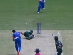 Mohammed Siraj accidentally struck Mohammad Rizwan. Mohammed Siraj accidentally struck Mohammad Rizwan.