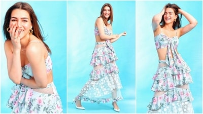 Kriti Sanon is here to show you how to rock florals this summer. The stylish diva recently attended the launch of her sister Nupur Sanon's store and turned heads with her stylish look. Kriti is a total stunner who is always hitting the fashion targets like a pro. Whether it's a mini dress or a chic pantsuit, she can pull off any look to perfection. Just a few days ago, she wowed in a stylish co-ordinated set, and this time, she serves up a summer fashion statement in a floral top and ruffled skirt. Let's decode her stunning look and take some style notes. (Instagram/@kritisanon) Kriti Sanon is here to show you how to rock florals this summer. The stylish diva recently attended the launch of her sister Nupur Sanon's store and turned heads with her stylish look. Kriti is a total stunner who is always hitting the fashion targets like a pro. Whether it's a mini dress or a chic pantsuit, she can pull off any look to perfection. Just a few days ago, she wowed in a stylish co-ordinated set, and this time, she serves up a summer fashion statement in a floral top and ruffled skirt. Let's decode her stunning look and take some style notes. (Instagram/@kritisanon)