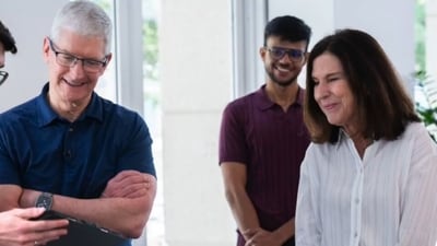 Akshat Srivastava is seen with Tim Cook as Apple is hosting the Swift Students Challenge winner at the Apple Park this week.