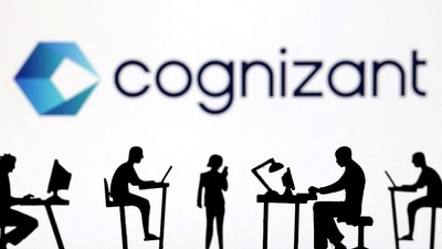 Figurines with computers and smartphones are seen in front of Cognizant's logo in this illustration taken (REUTERS)
