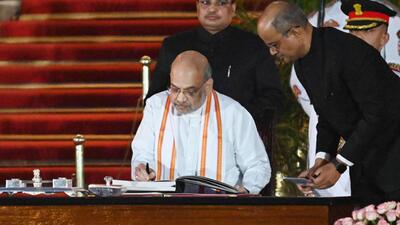 Bharatiya Janata Party (BJP) leader Amit Shah was allocated the Union home and cooperation ministries by Prime Minister Narendra Modi (HT PHOTO/Ajay Aggarwal)
