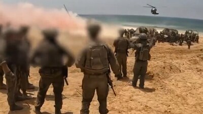Dramatic footage shows moment Israeli troops rescued Hamas hostages in daring operation (IDF)