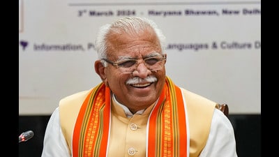 Haryana, where assembly polls are due later this year, on Sunday got three berths in the Prime Minister Narendra Modi-headed cabinet, with former Haryana chief minister Manohar Lal Khattar’s induction marking his foray into national politics. (PTI File) Haryana, where assembly polls are due later this year, on Sunday got three berths in the Prime Minister Narendra Modi-headed cabinet, with former Haryana chief minister Manohar Lal Khattar’s induction marking his foray into national politics. (PTI File)
