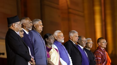 PM Narendra Modi with world leaders who attended his swearing-in ceremony in Delhi.