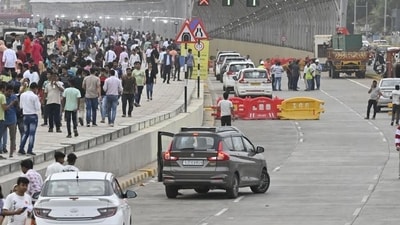 Mumbai, India - June 9, 2024:Dharamveer, Swarajyarakshak Chhatrapati Sambhaji Maharaj Second Tunnel under Mumbai Coastal Road (South) will be open from tomorrow by C M Eknath Shinde after inspection by CM and various dignitaries, at Marine Drives, in Mumbai, India, on Sunday, June 9, 2024. (Photo by Anshuman Poyrekar/ Hindustan Times) (Hindustan Times) Mumbai, India - June 9, 2024:Dharamveer, Swarajyarakshak Chhatrapati Sambhaji Maharaj Second Tunnel under Mumbai Coastal Road (South) will be open from tomorrow by C M Eknath Shinde after inspection by CM and various dignitaries, at Marine Drives, in Mumbai, India, on Sunday, June 9, 2024. (Photo by Anshuman Poyrekar/ Hindustan Times) (Hindustan Times)