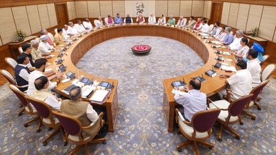 Prime Minister Narendra Modi chairs the first meeting of his new Cabinet, attended by the newly-inducted ministers, at the prime minister's 7, Lok Kalyan Marg residence. (PTI Photo) (PTI) Prime Minister Narendra Modi chairs the first meeting of his new Cabinet, attended by the newly-inducted ministers, at the prime minister's 7, Lok Kalyan Marg residence. (PTI Photo) (PTI)